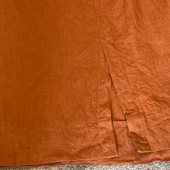 FLAX 100% Linen Midi Skirt Sz 3G/Generous Earthy Rust/Brown #330J - Picture 4 of 6